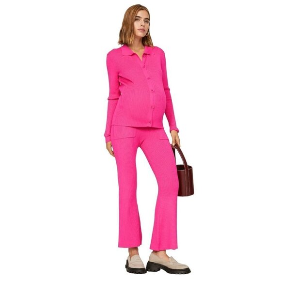 Emilia George Chelsea Maternity Pants in Pink Small Womens Knit Sweater Trousers - Picture 3 of 10